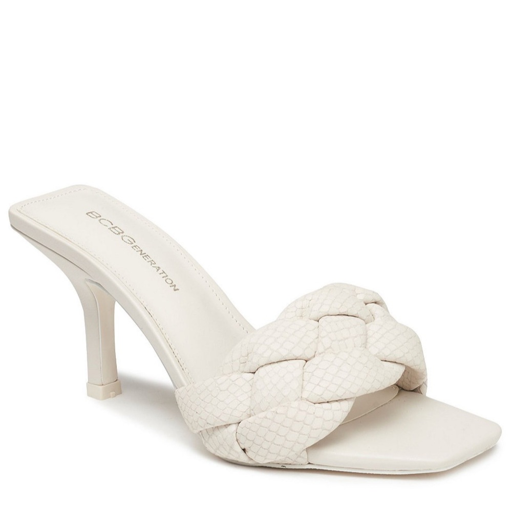 BCBGeneration Merlino white Braided Heels  7.5